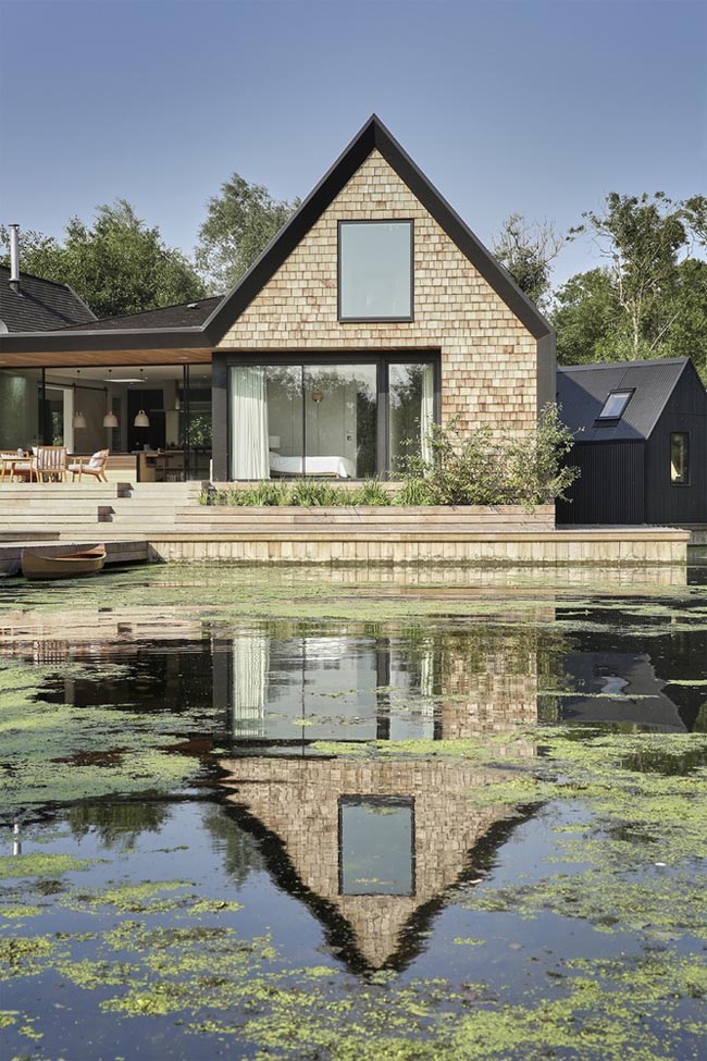 บ้านไม้ริมน้ำ แบบบ้านชั้นเดียว แบบบ้านสวยๆ สไตล์โมเดิร์น